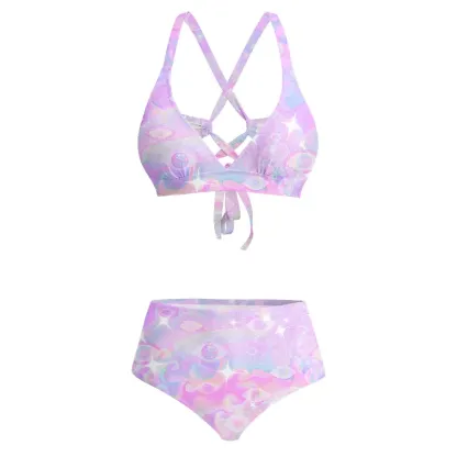 Soulisfree Aura Gradient Third Eye Glitch Cross Bikini