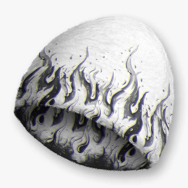 Soulisfree Glitch Flames Fuzzy Beanie