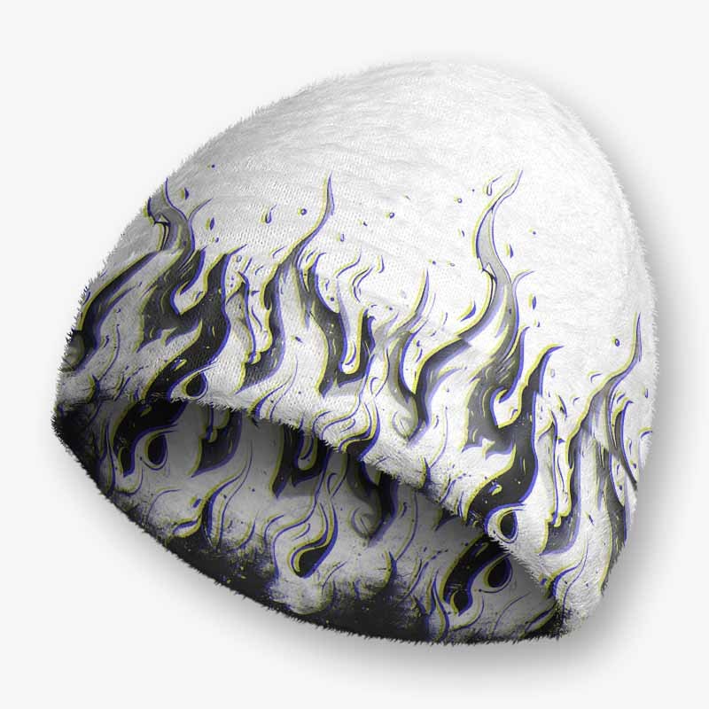 Soulisfree Glitch Flames Fuzzy Beanie