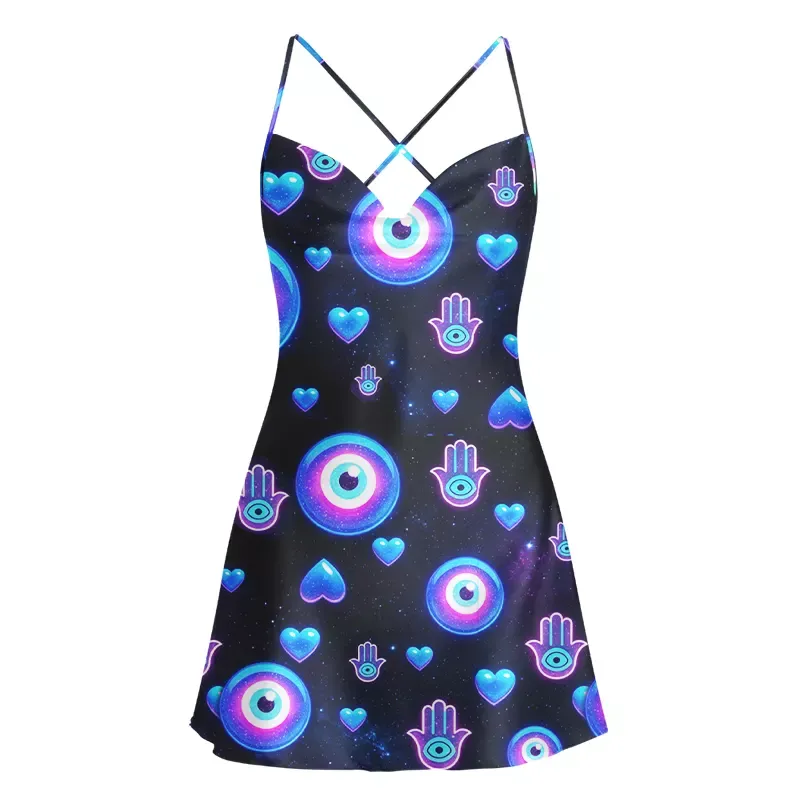 Soulisfree Holo Guardian Cowl Neck Satin Mini Dress