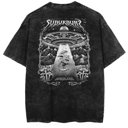 Psychedelic Alien World Washed Ufo T-shirt