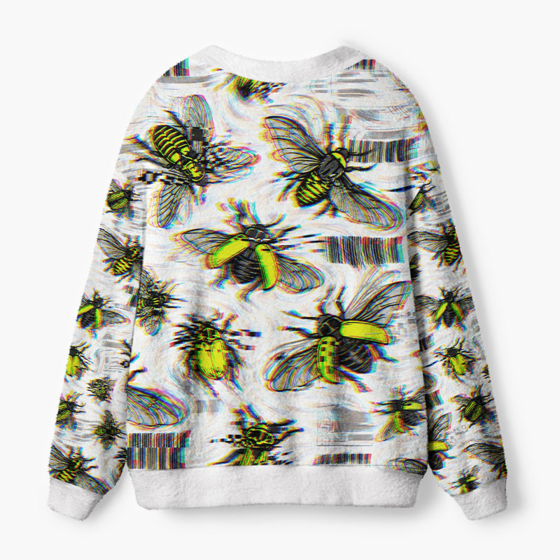Soulisfree Digital Wings Of Evolution Fuzzy Cardigan Sweater