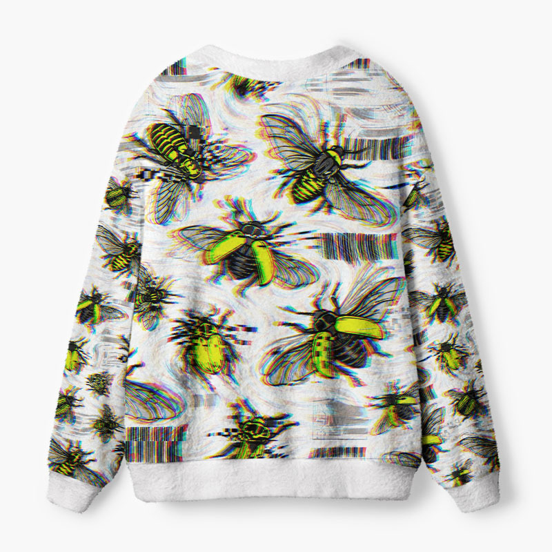 Soulisfree Digital Wings Of Evolution Fuzzy Cardigan Sweater