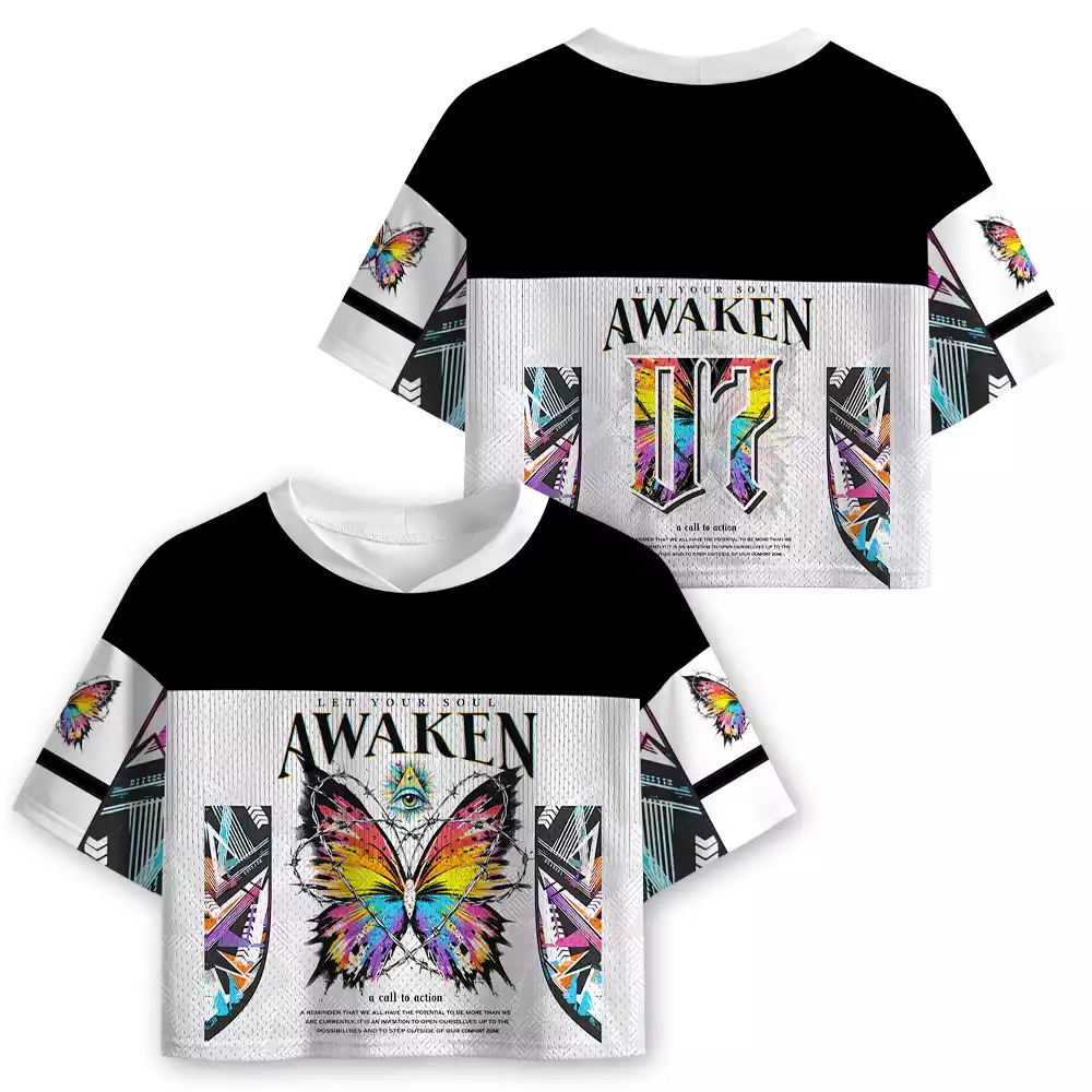 Soulisfree Let Your Soul Awaken Cropped Mesh Jersey