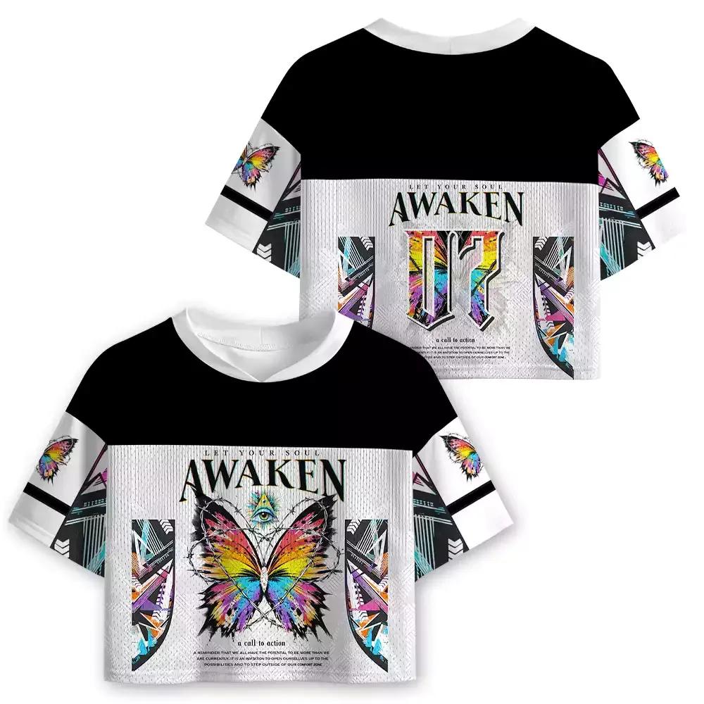 Soulisfree Let Your Soul Awaken Cropped Mesh Jersey