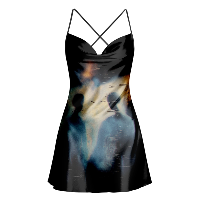 Soulisfree  Before Flame Aura  Cowl Neck Satin Mini Dress