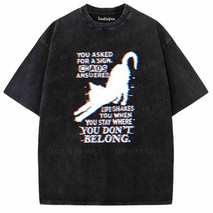 Soulisfree  Glitch cat’s life advice. Washed Tee