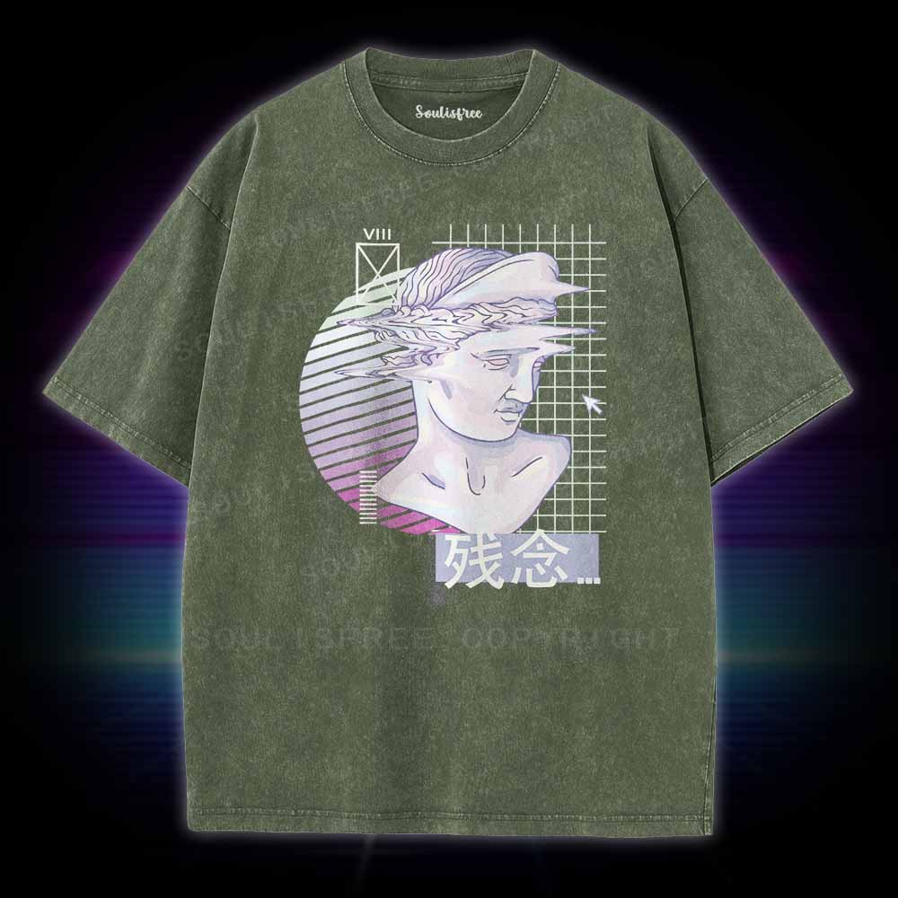 Soulisfree Vaporwave Glitch Statue Washed Tee