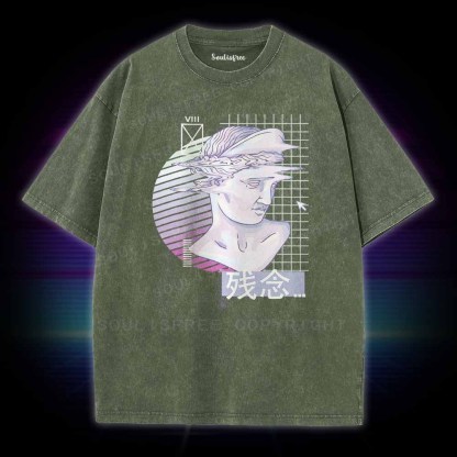 Soulisfree Vaporwave Glitch Statue Washed Tee