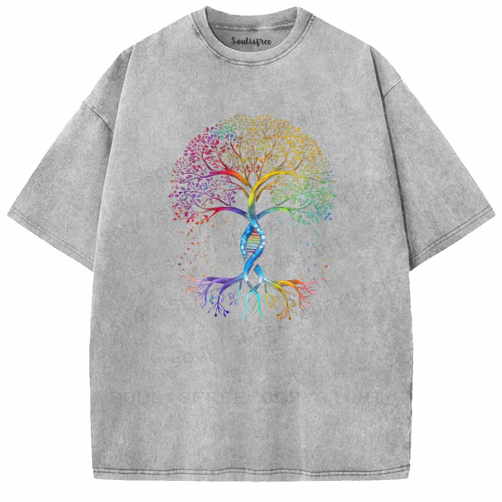 Soulisfree Rainbow DNA Tree of Life Washed Tee