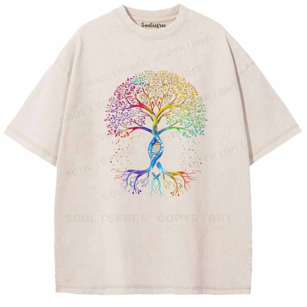 Soulisfree Rainbow DNA Tree of Life Washed Tee