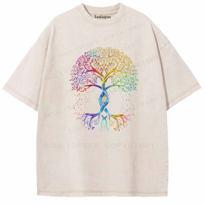 Soulisfree Rainbow DNA Tree of Life Washed Tee