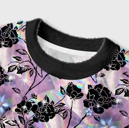 Soulisfree  Holo Rose Women's Fuzzy Crewneck Sweater