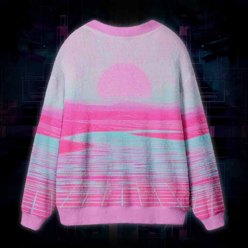 Soulisfree Pastel Horizon Fuzzy Cardigan Sweater 