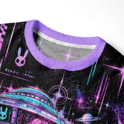 Soulisfree Alien Ghost Abduction Fuzzy Crewneck Sweater