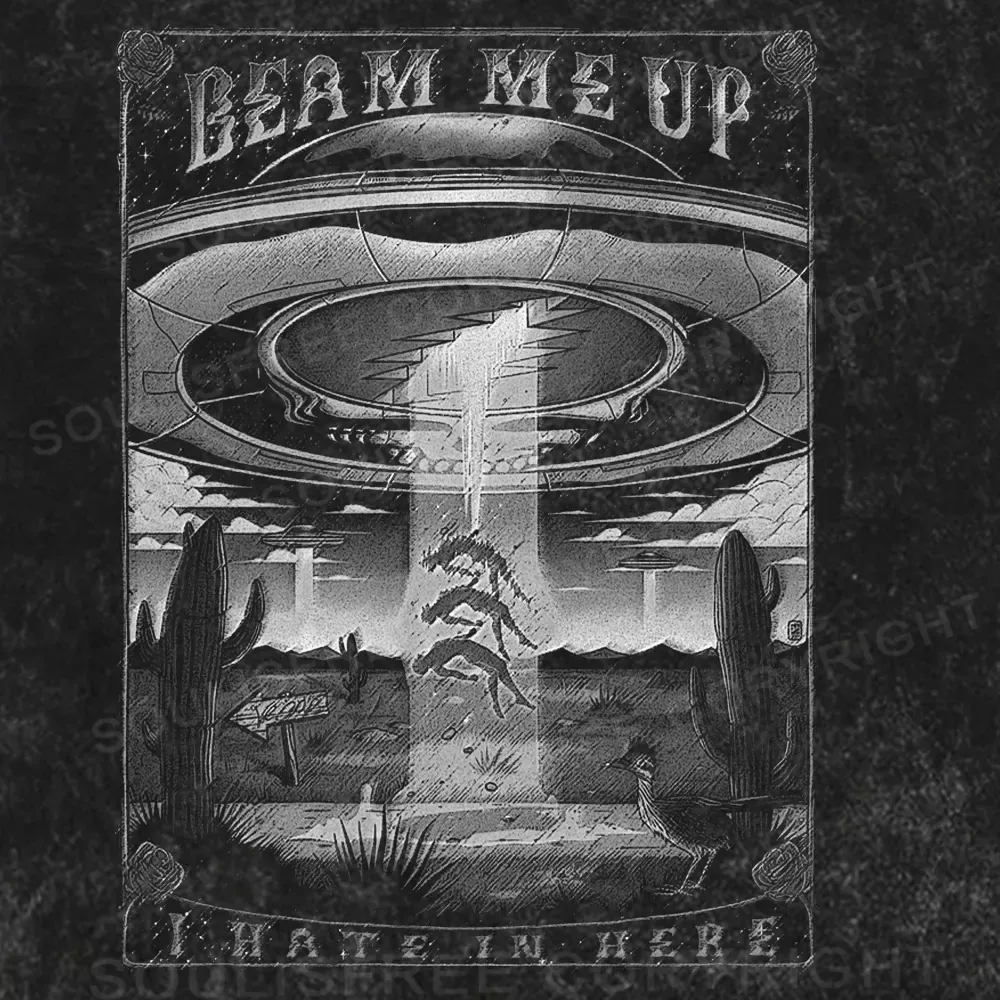 Beam Me Up , I Hate In Here Washed Space T-shirt