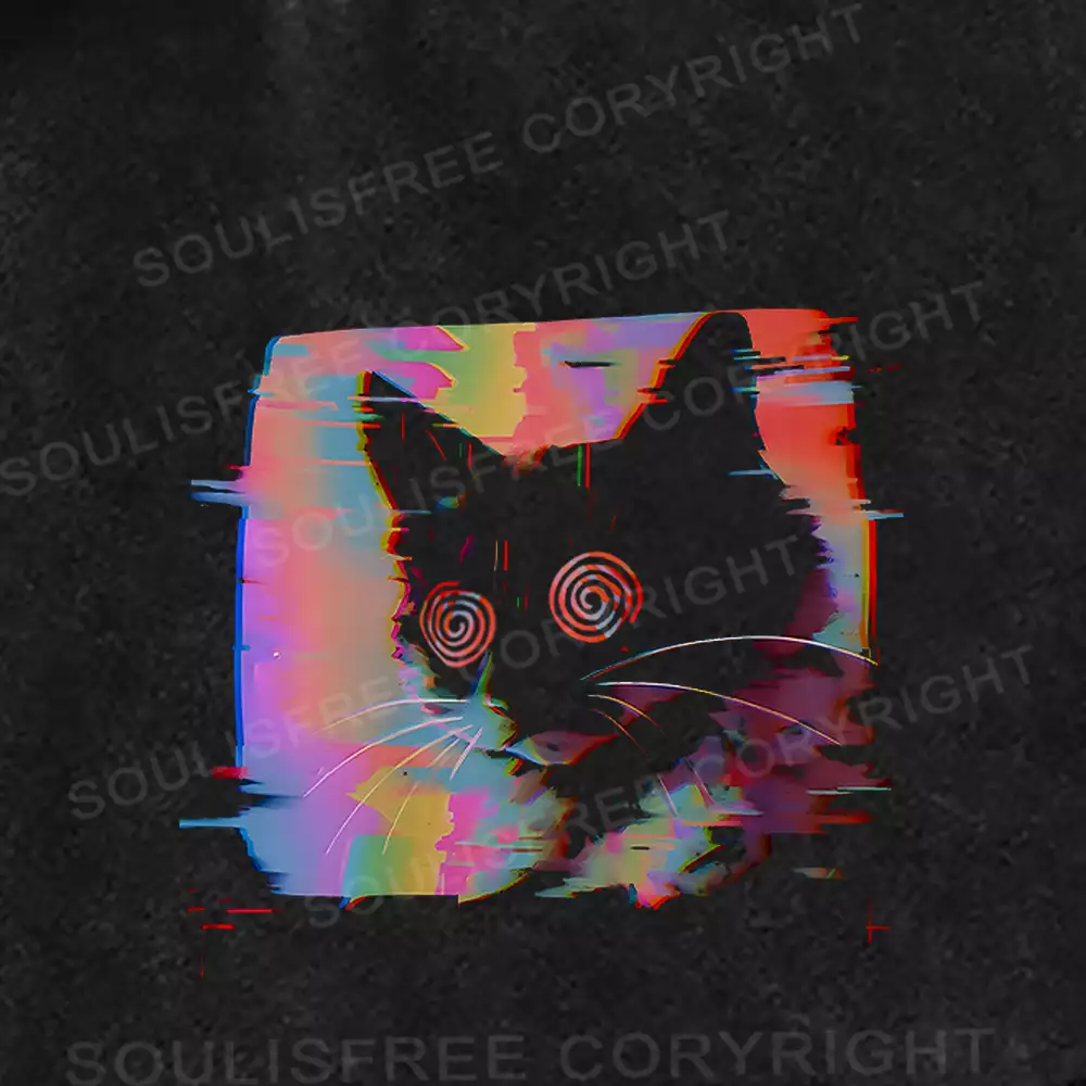 Glitch Cat Washed Shorts