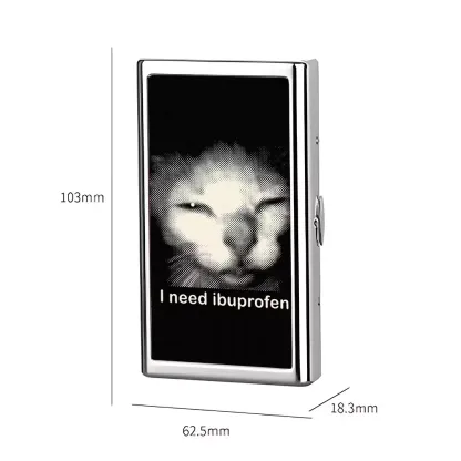 Soulisfree Tired Cat Humor Metal Pocket Case