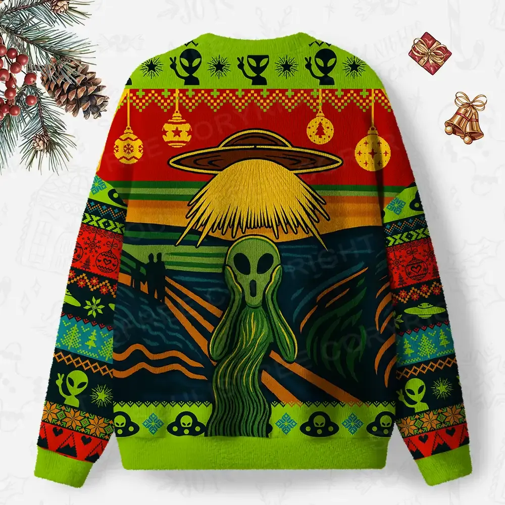Alien Scream Ugly Christmas Knit Sweatshirt