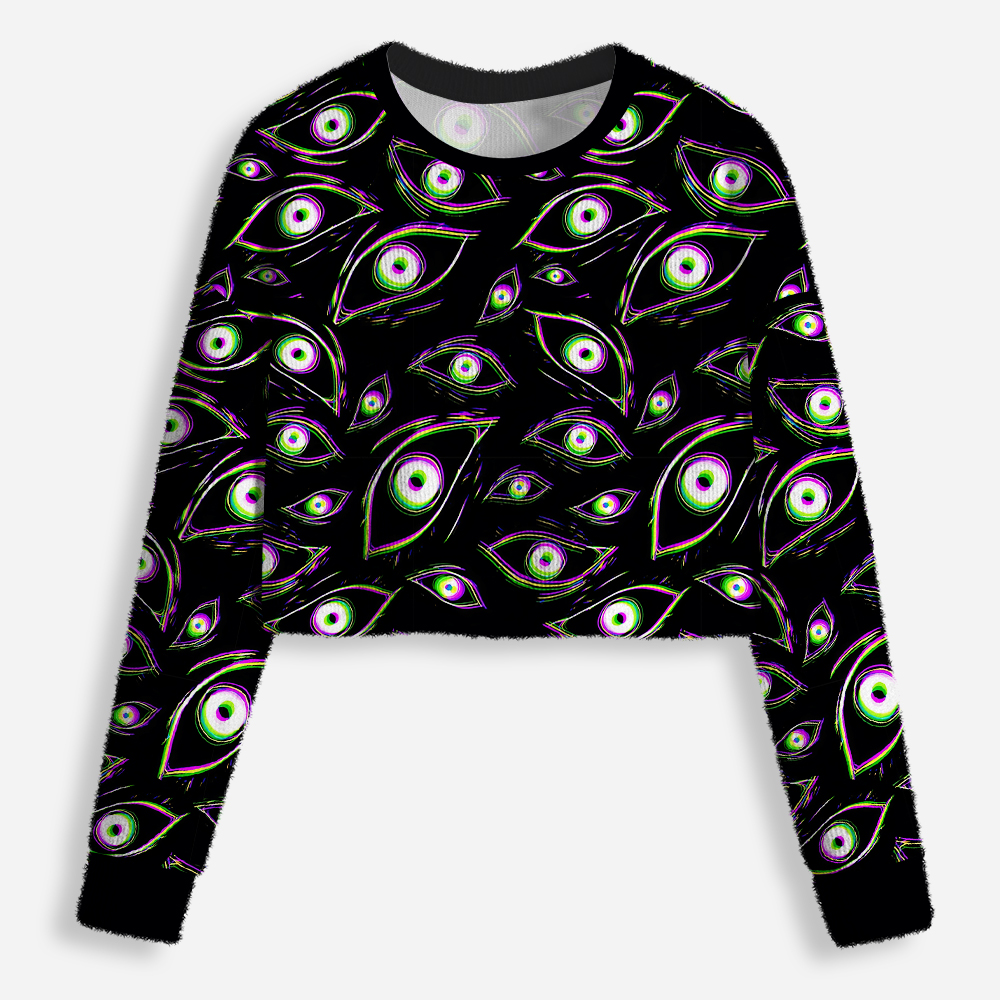 Glitch Vision Cropped Ugly Christmas Sweater