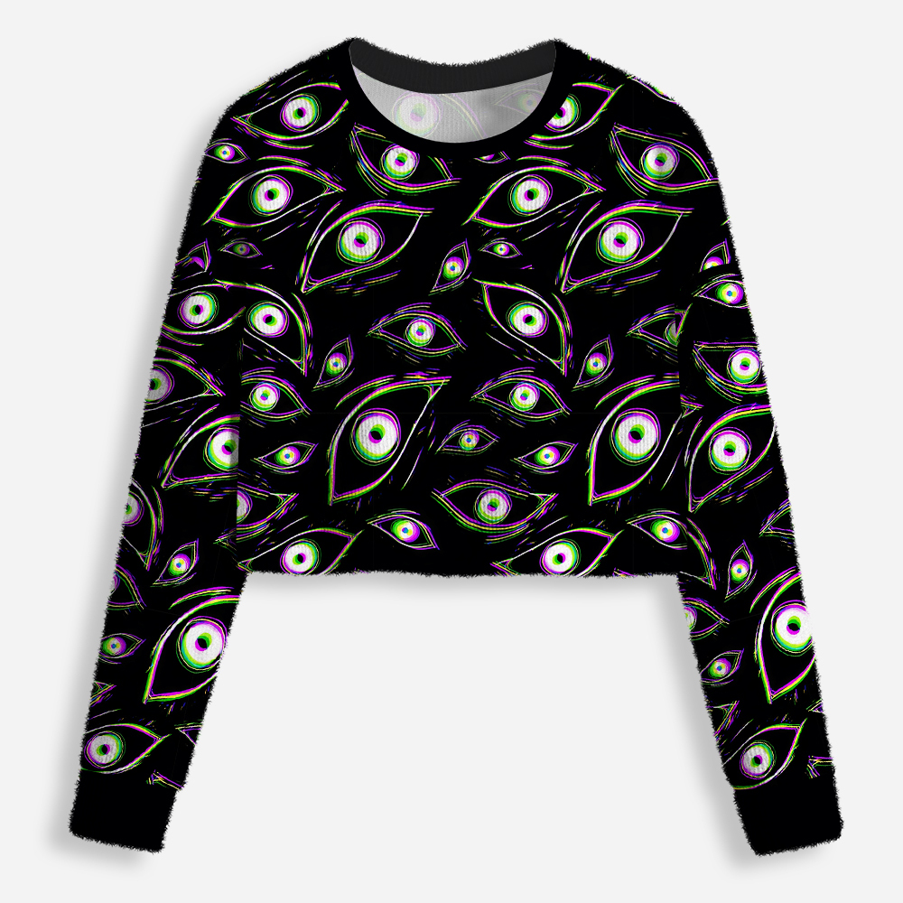 Glitch Vision Cropped Ugly Christmas Sweater