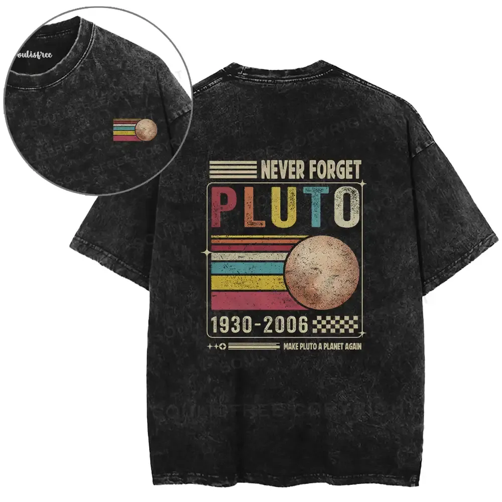 Never Forget Pluto Washed Space T-shirt