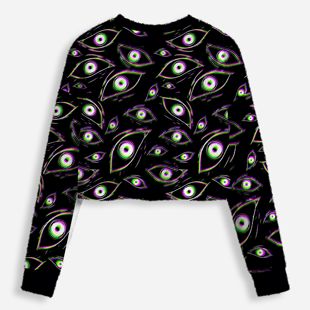 Glitch Vision Cropped Ugly Christmas Sweater