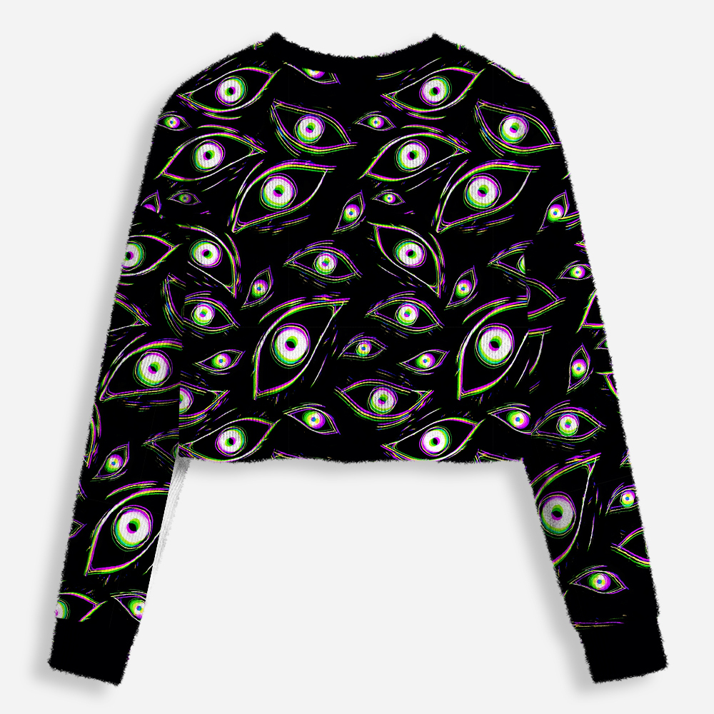 Glitch Vision Cropped Ugly Christmas Sweater