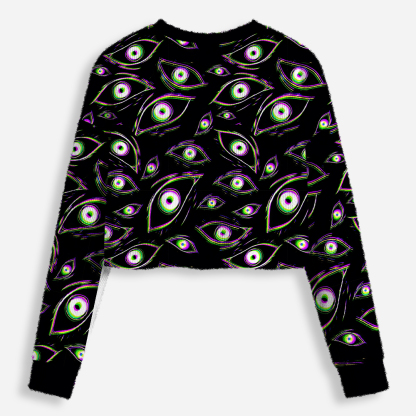 Glitch Vision Cropped Ugly Christmas Sweater