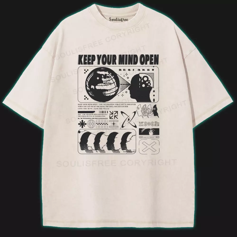 Keep Your Mind Open Washed Space T-shirt