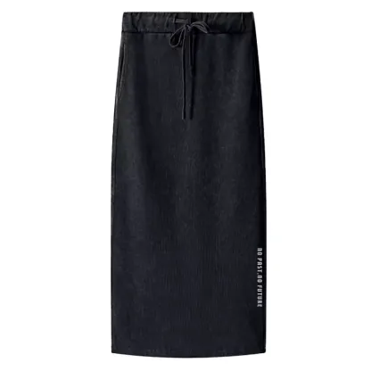 No Past , No Future Washed A-Line Maxi Skirt