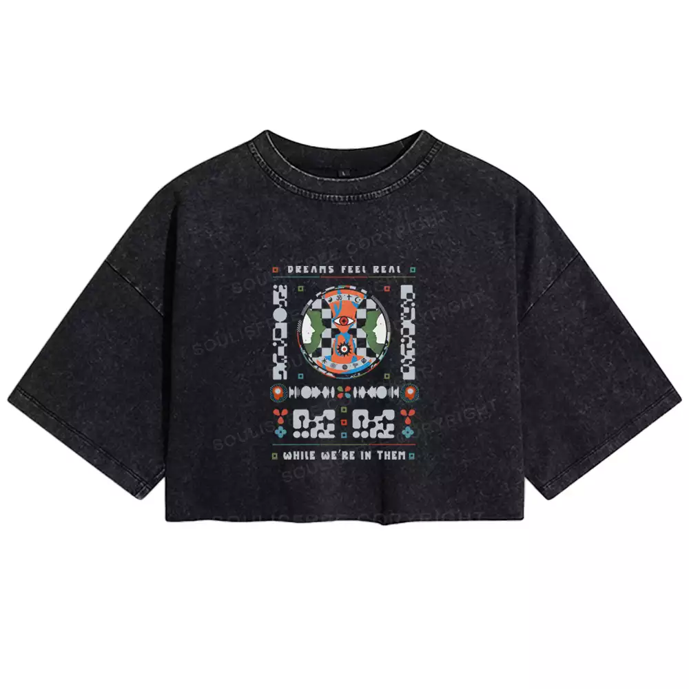 Dreams Feel Real While We're in Them Washed Crop T-shirt
