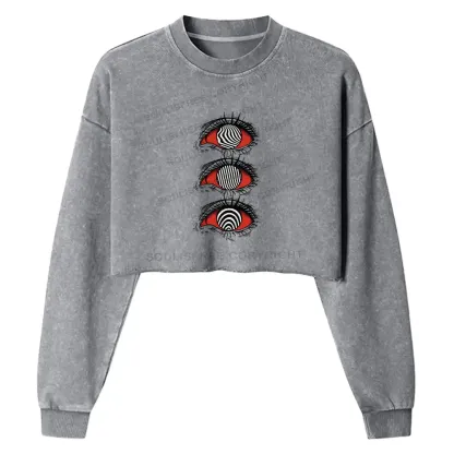 Psychedelic Eye Washed Cropped Sweatshirt