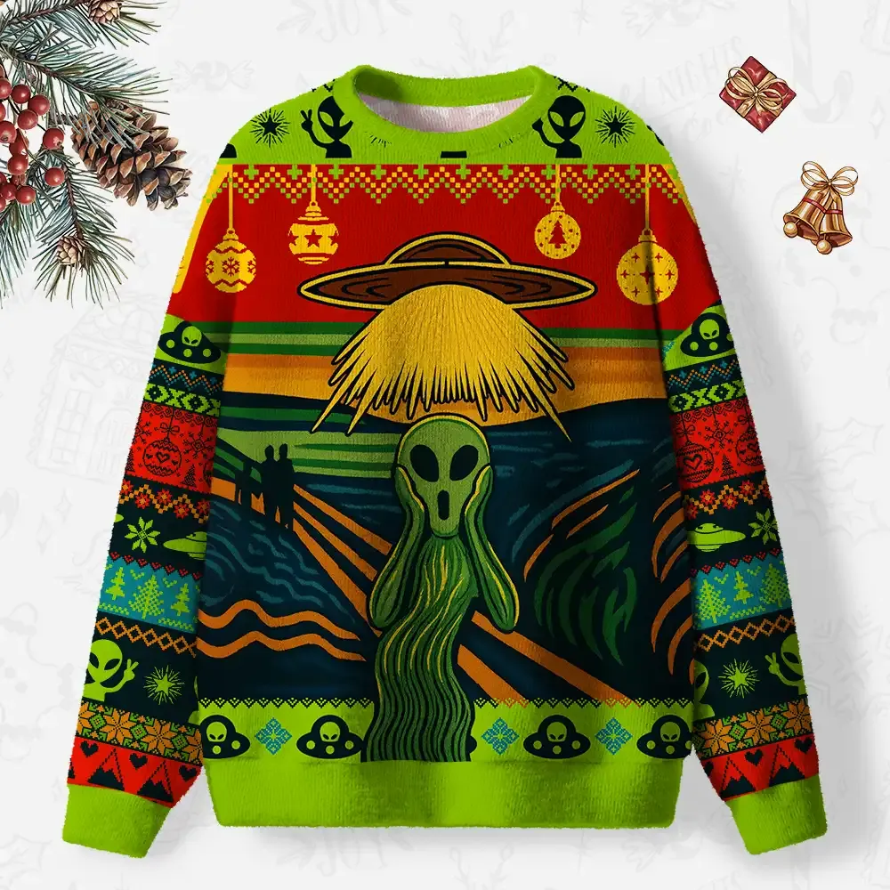 Alien Scream Ugly Christmas Knit Sweatshirt