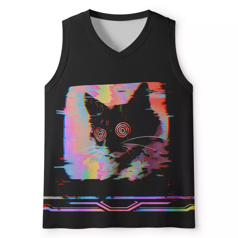 Soulisfree Glitchy Cat Vibes Mesh Tank