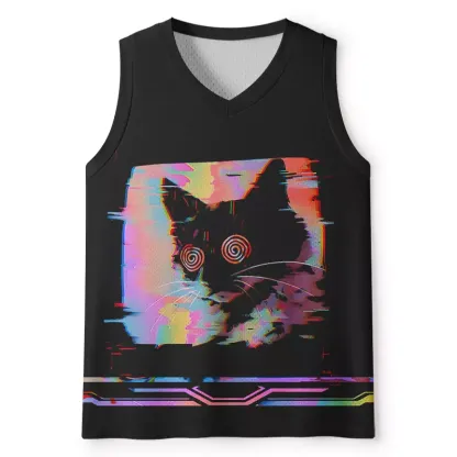 Soulisfree Glitchy Cat Vibes Mesh Tank