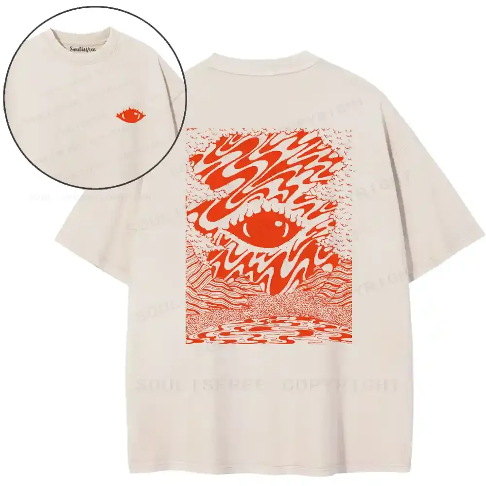 Red Swirl Eye Washed T-shirt