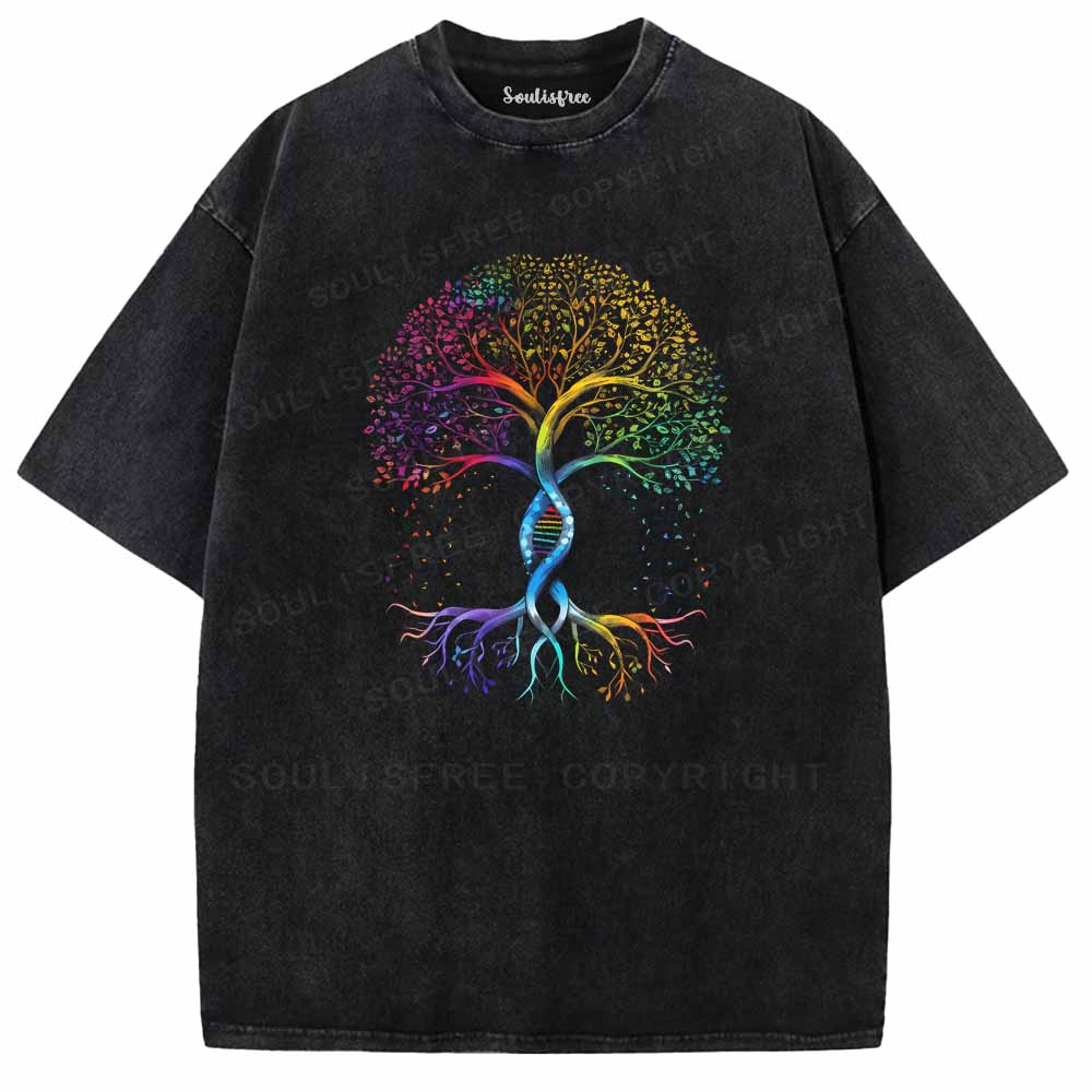 Soulisfree Rainbow DNA Tree of Life Washed Tee