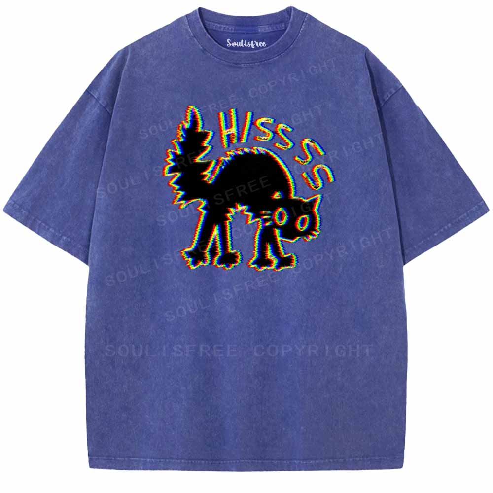 Soulisfree  ANAGLYPH HISSING CAT Washed Tee