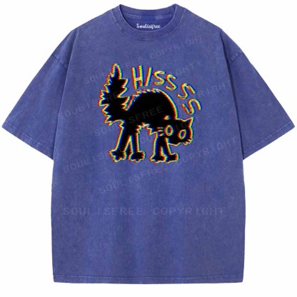 Soulisfree  ANAGLYPH HISSING CAT Washed Tee