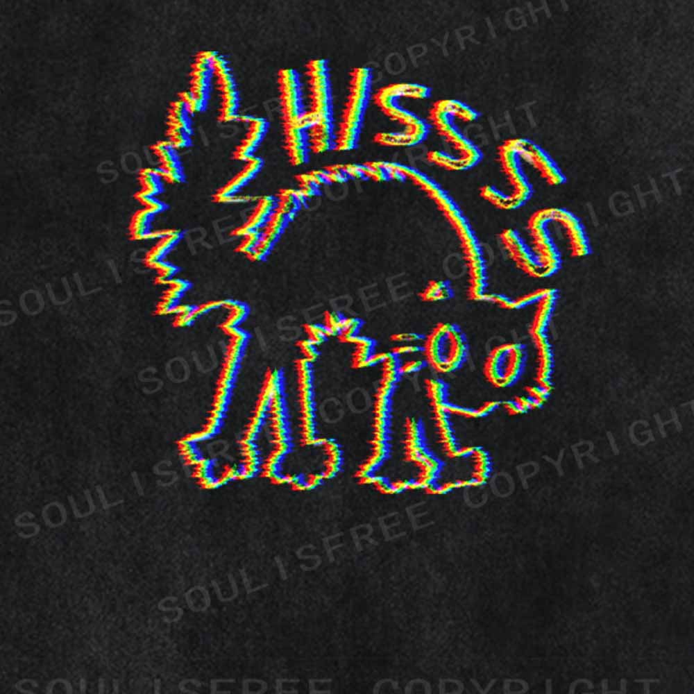 Soulisfree  ANAGLYPH HISSING CAT Washed Tee