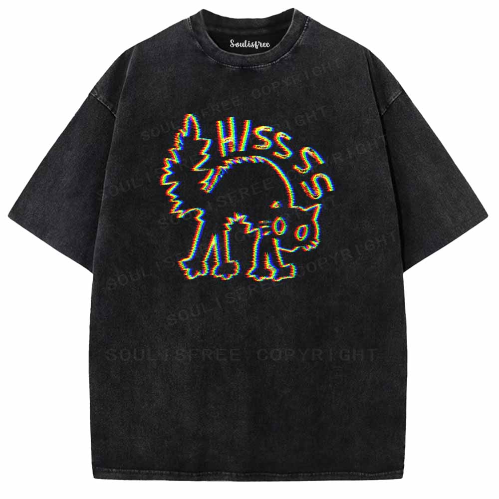 Soulisfree  ANAGLYPH HISSING CAT Washed Tee