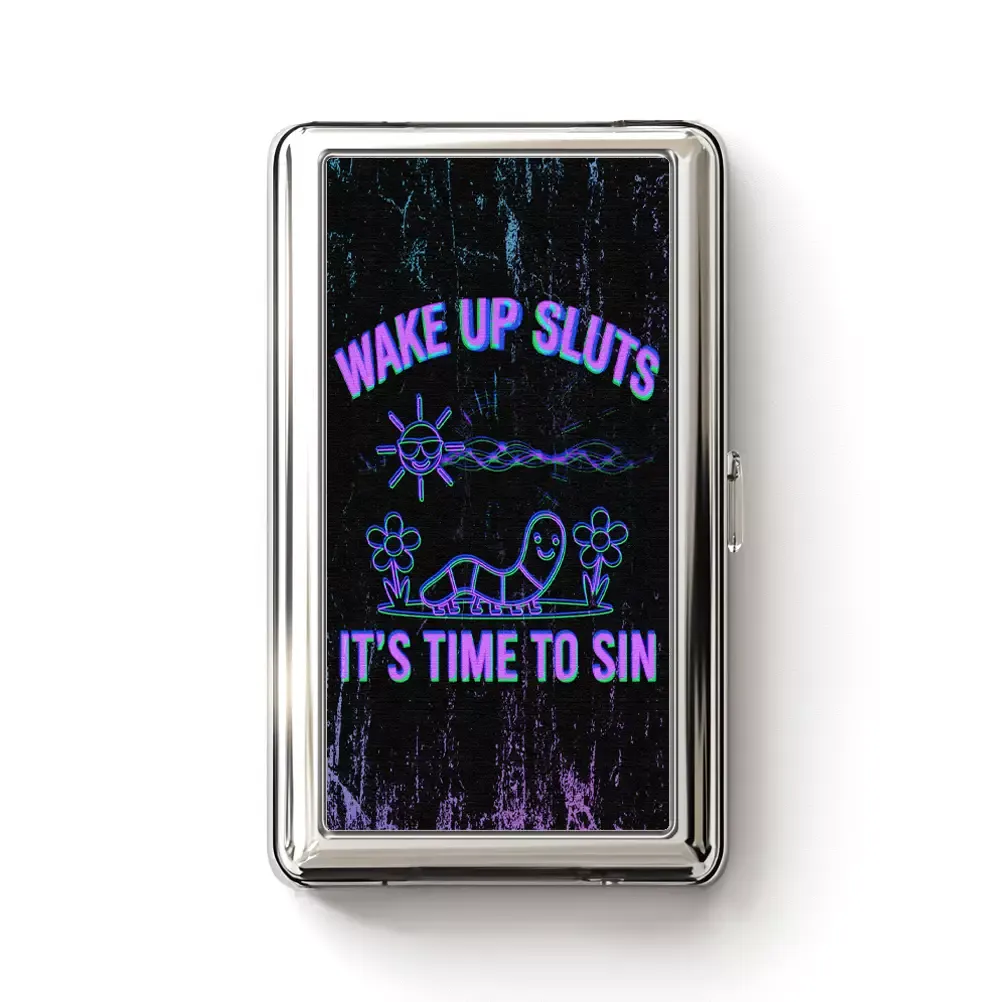 Designed Soulisfree WAKE UP SLUTS IT'S TIME TO SIN Metal Pocket Case