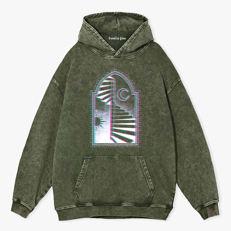 Soulisfree  Sun Moon Steps Of Free Soul  Washed Hoodie