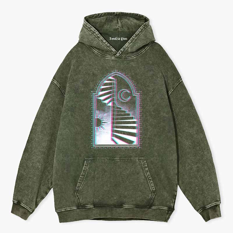 Soulisfree  Sun Moon Steps Of Free Soul  Washed Hoodie