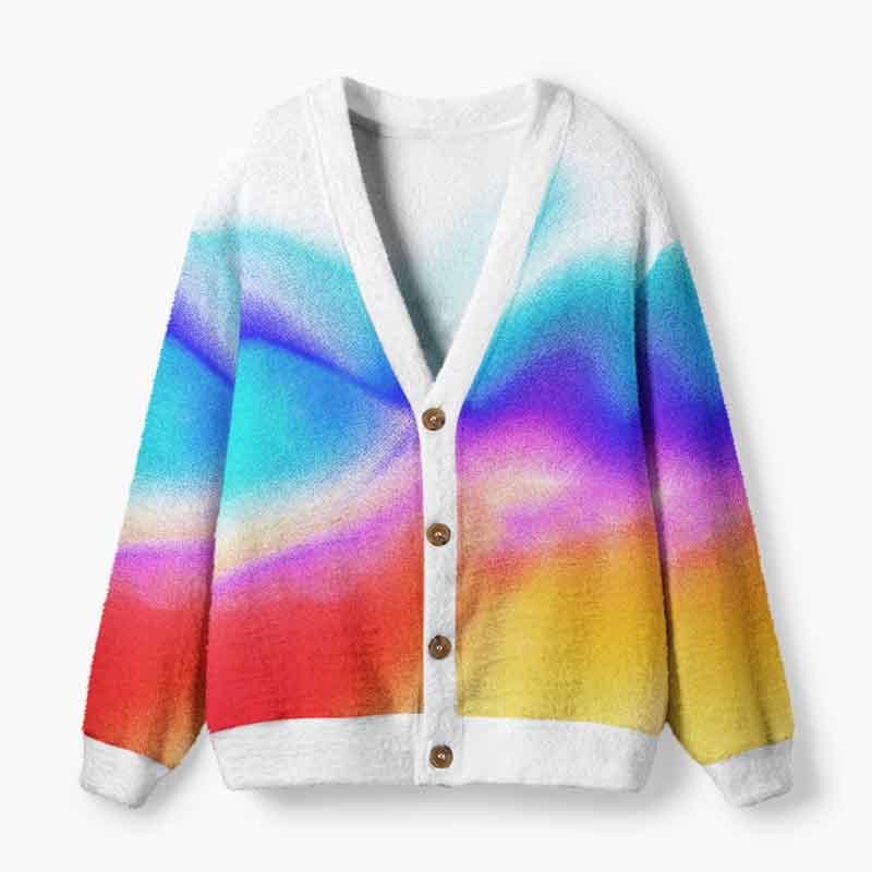 Soulisfree Infinite Waves Of Light Fuzzy Cardigan Sweater