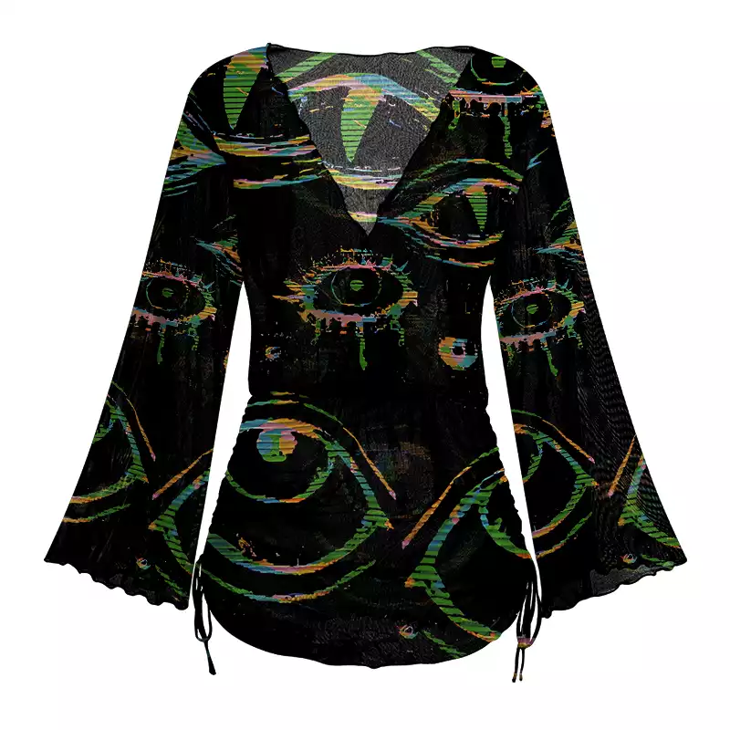 Soulisfree Glitch Vision Sheer Mesh Cover Up