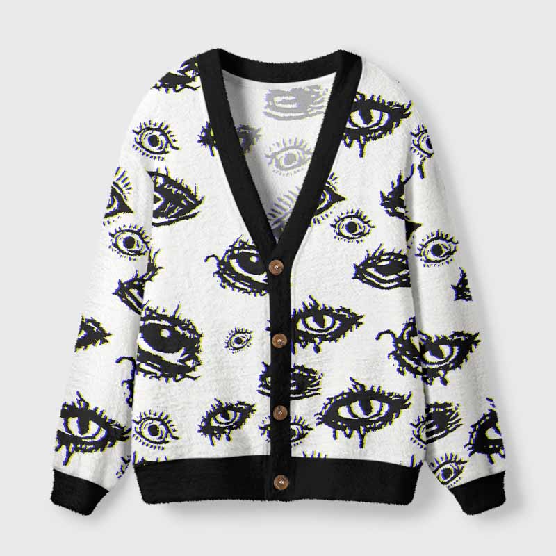 Soulisfree AWAKEN YOUR VISION Fuzzy Cardigan Sweater 