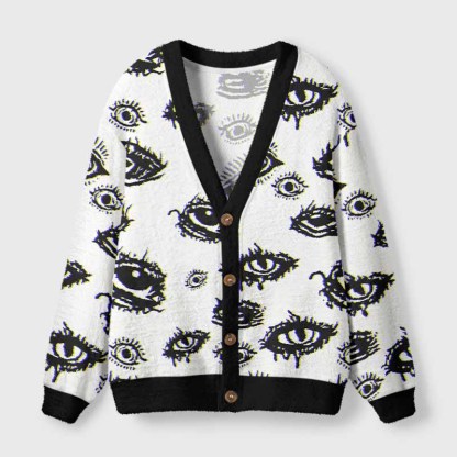 Soulisfree AWAKEN YOUR VISION Fuzzy Cardigan Sweater 