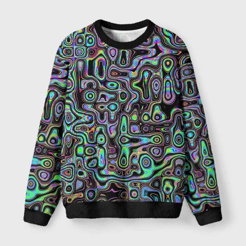 Soulisfree DIGITAL DREAMSCAPE Fuzzy Crewneck Sweater